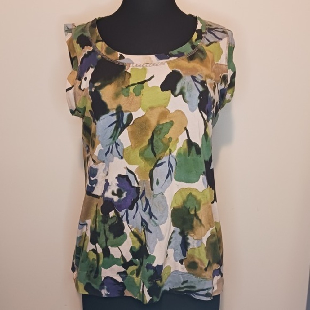Simply Vera Vera Wang Camo Floral‎ Print Sleeveless Top Women's Size L